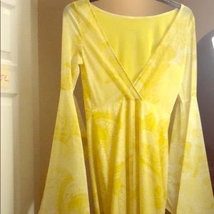 Yellow evening gown with angel sleeves size M